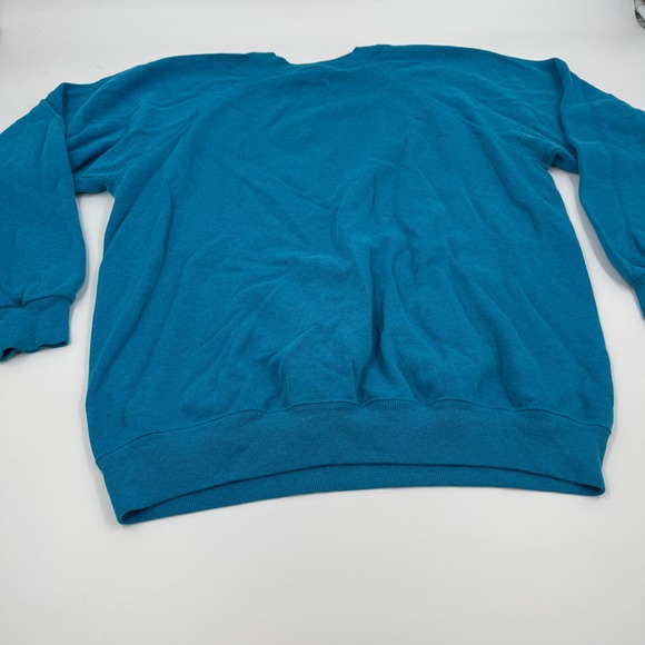 Vintage Hanes Newberg Friends Church Sweatshirt Teal Blue Made in USA Large - Picture 6 of 7